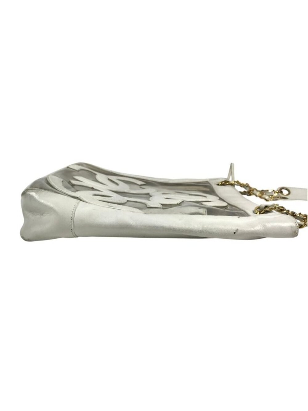 Chanel Shoulder Bag CC Logo Triple Coco Chain Vinyl Leather White - Picture 5 of 9